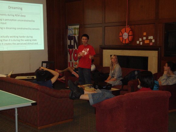 Jessica Guenther and Alexander Chen present at Stanford's Burbank house