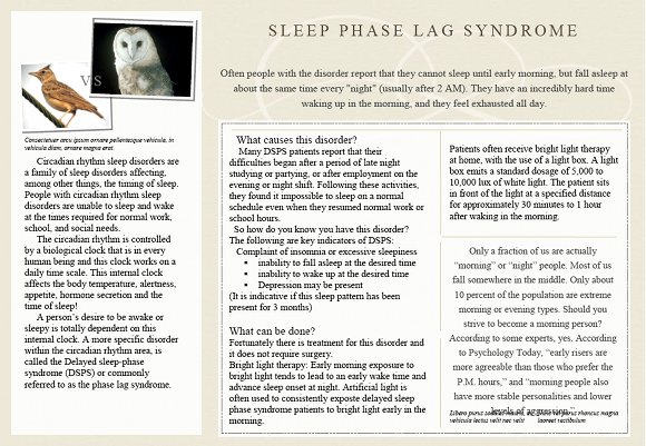 Delayed Sleep Phase Syndrome Brochure, page 2