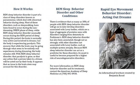 REM Behavioral Disorder Brochure, page 1