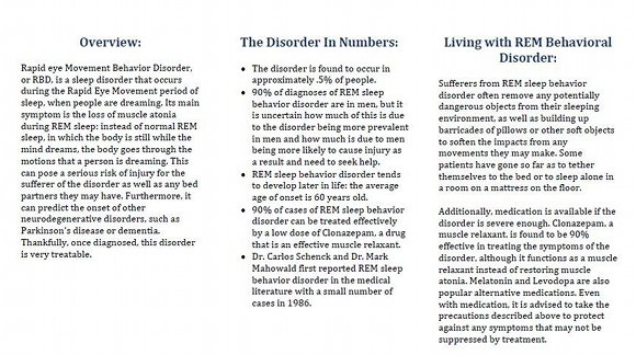REM Behavioral Disorder Brochure, page 2